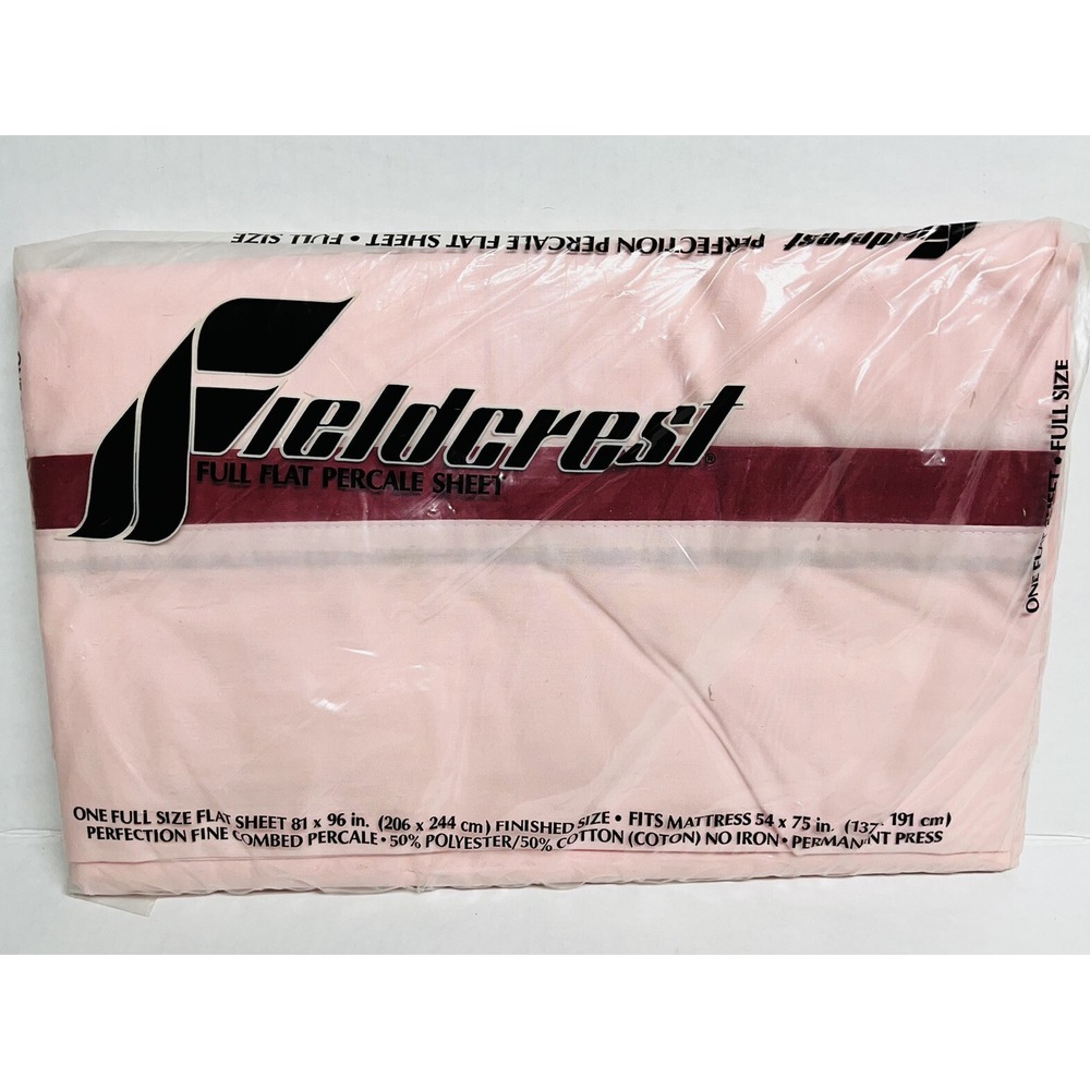 Vintage Fieldcrest Pink Full Flat No Iron Percale Sheet Made in USA NOS NEW